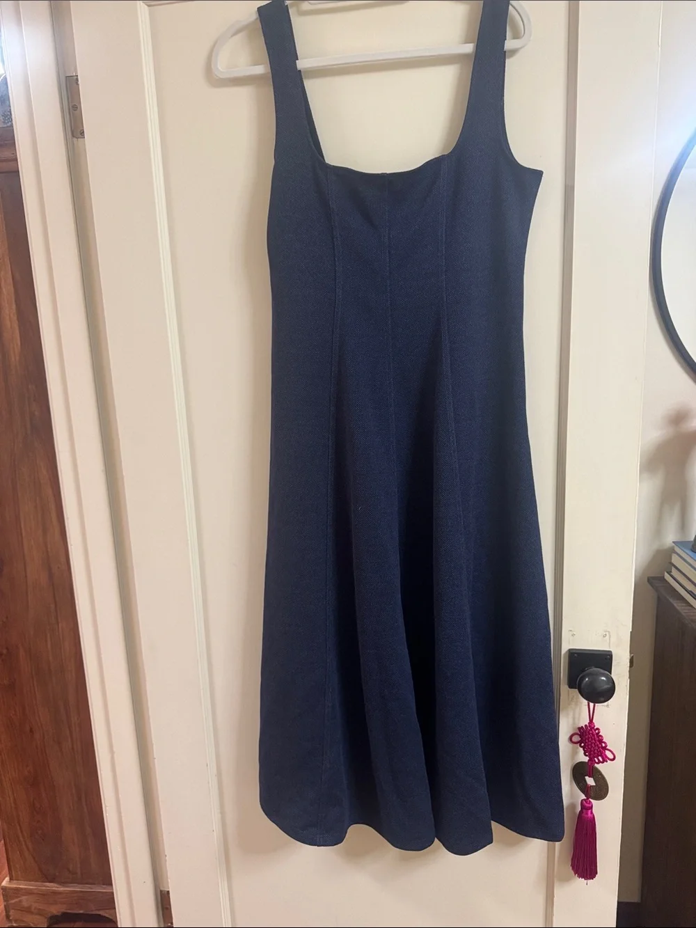 Women's Navy Square-Neck A-Line Dress